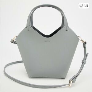 Zara mini shopper / tote pale blue EUC